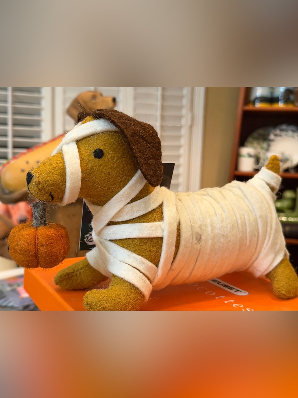 Halloween Dachshund wool felt Mummy